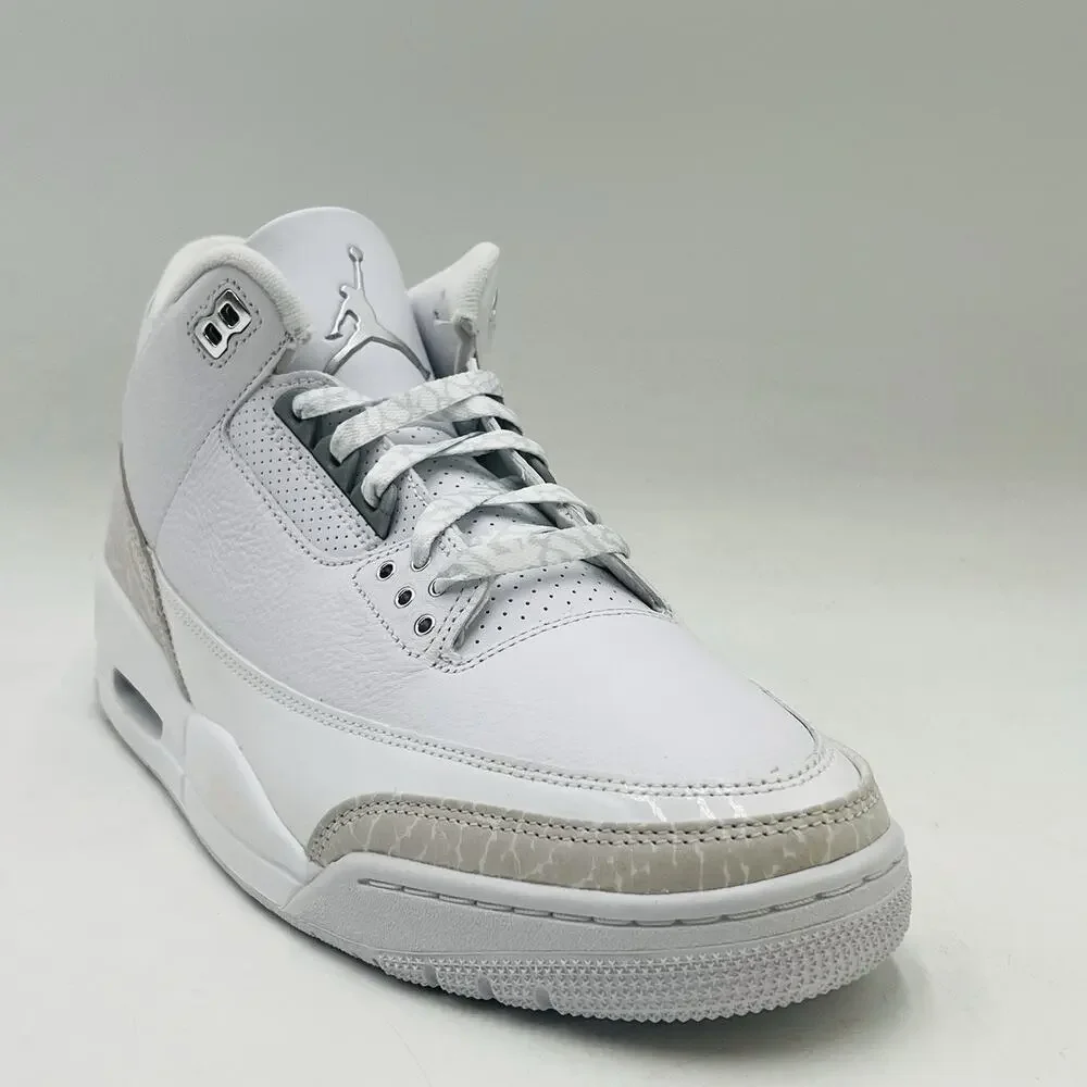 Nike Air Jordan 3 Retro White Silver Sneakers CT8532 111 Men Size 11 NEW